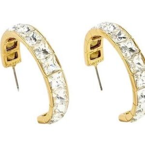 J.CREW Crystal & Gold Hoop Earrings